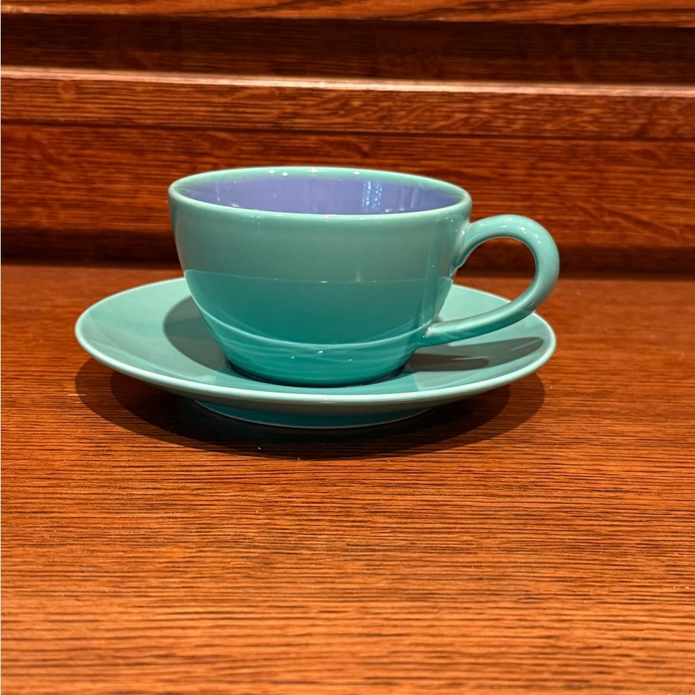 Lindt Stymeist Colorways Flat Cup and Saucer (Turquoise/Periwinkle Blue)